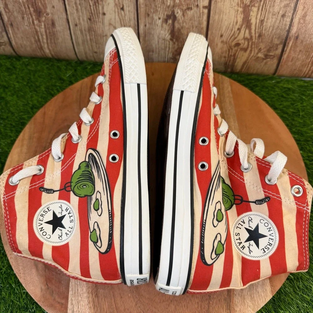 Converse Chuck Taylor High Top Youth sz 6 Red White Green Eggs and Ham Dr Seuss
